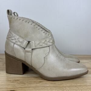 NEW Frye and Co. Womens Palma Stacked Heel Booties, Stone, Size 8
